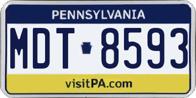 PA license plate MDT8593