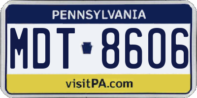 PA license plate MDT8606