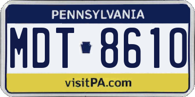 PA license plate MDT8610