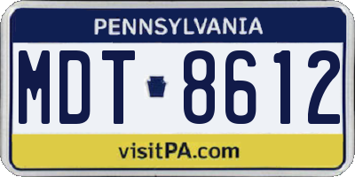 PA license plate MDT8612
