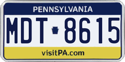 PA license plate MDT8615
