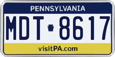 PA license plate MDT8617