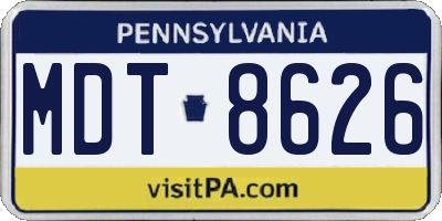 PA license plate MDT8626