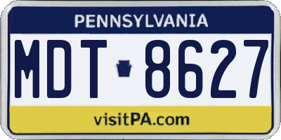 PA license plate MDT8627
