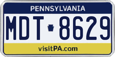 PA license plate MDT8629