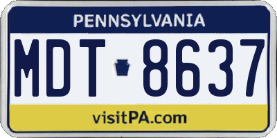 PA license plate MDT8637