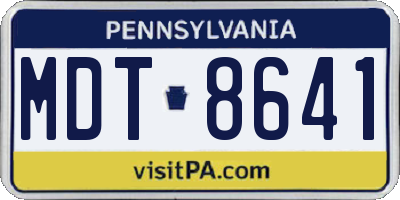 PA license plate MDT8641