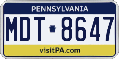 PA license plate MDT8647