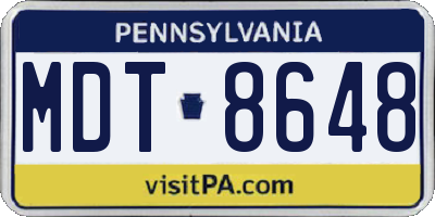PA license plate MDT8648
