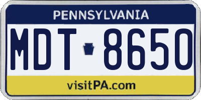 PA license plate MDT8650