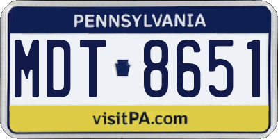 PA license plate MDT8651