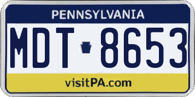 PA license plate MDT8653
