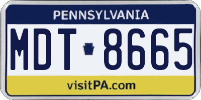 PA license plate MDT8665