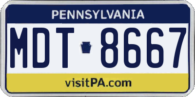 PA license plate MDT8667
