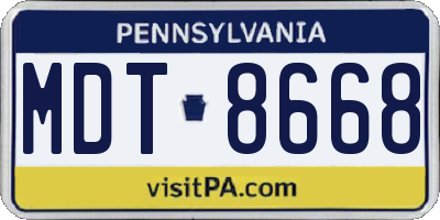 PA license plate MDT8668