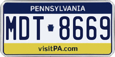 PA license plate MDT8669