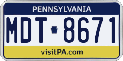 PA license plate MDT8671