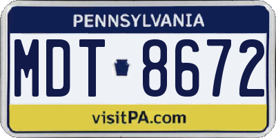 PA license plate MDT8672