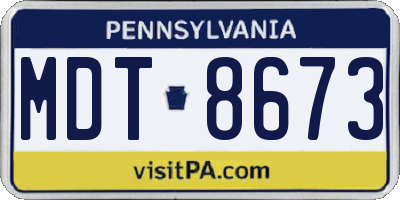PA license plate MDT8673