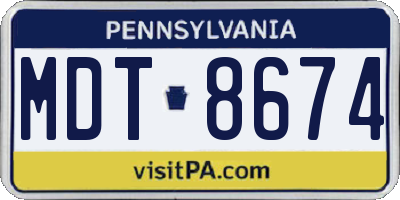 PA license plate MDT8674