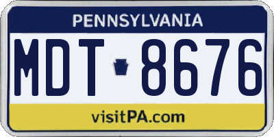 PA license plate MDT8676