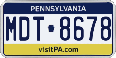 PA license plate MDT8678
