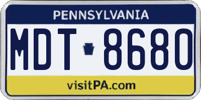 PA license plate MDT8680