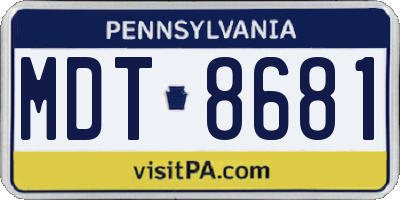 PA license plate MDT8681