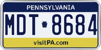 PA license plate MDT8684