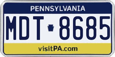 PA license plate MDT8685