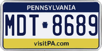 PA license plate MDT8689