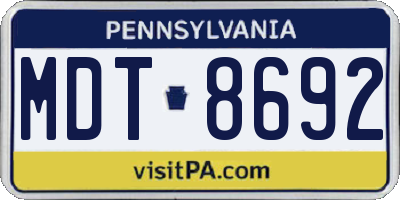 PA license plate MDT8692