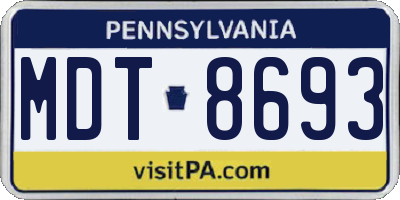 PA license plate MDT8693