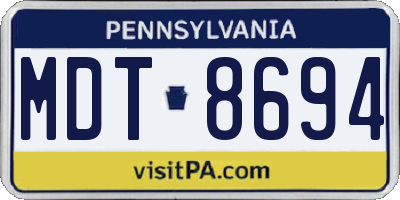 PA license plate MDT8694