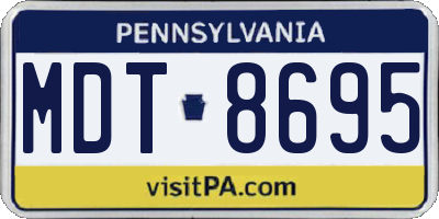 PA license plate MDT8695