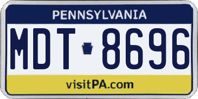 PA license plate MDT8696