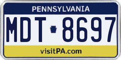 PA license plate MDT8697