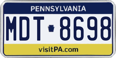 PA license plate MDT8698