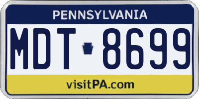 PA license plate MDT8699