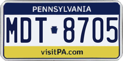 PA license plate MDT8705
