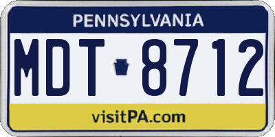 PA license plate MDT8712