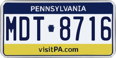 PA license plate MDT8716