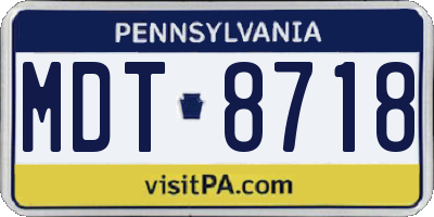 PA license plate MDT8718
