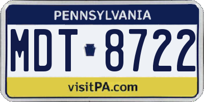 PA license plate MDT8722