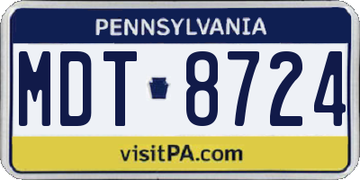 PA license plate MDT8724