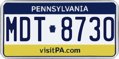 PA license plate MDT8730