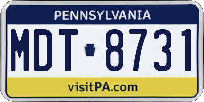 PA license plate MDT8731