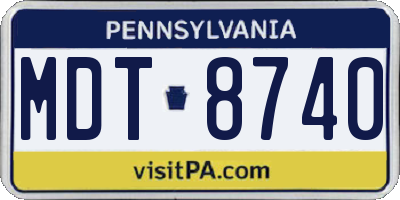PA license plate MDT8740