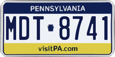 PA license plate MDT8741