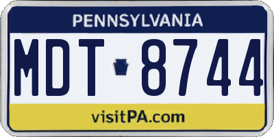 PA license plate MDT8744